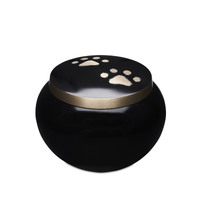 Black with Gold Paws Urn - Large