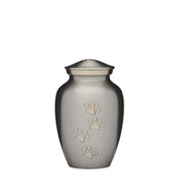 Silver with Gold Paws Urn 6"