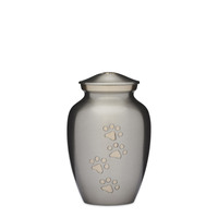 Silver with Gold Paws Urn 6"