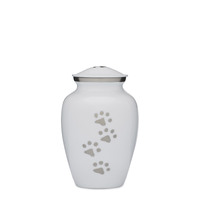 White and Silver Paws to Heaven Urn 6" 