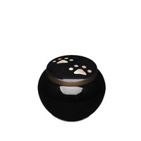 Black with Gold Paws Urn - Small