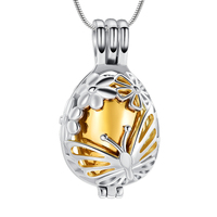 Butterfly Egg Urn Pendant Gold Tone