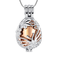 Butterfly Egg Urn Pendant Rose Gold Tone