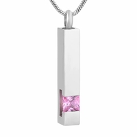 Column Pendant with Pink Stone