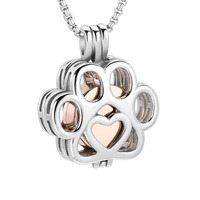 Paw Print Urn Pendant Rose Gold Tone