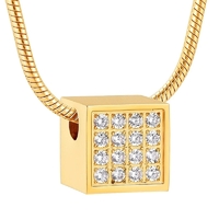 Square Diamanté Gold Tone Pendant