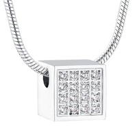 Square Diamanté Silver Tone Pendant