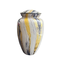CLEARANCE - Modern Grey Gold Strokes Adult Urn